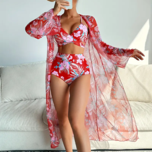 One-Piece Swimsuit M080红色